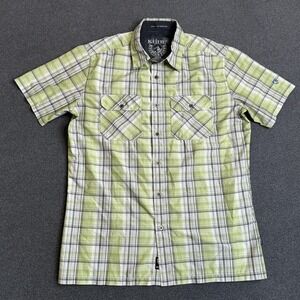 Kuhl Shirt Mens Medium Green Plaid Short Sleeve Button Front Outdoor Casual